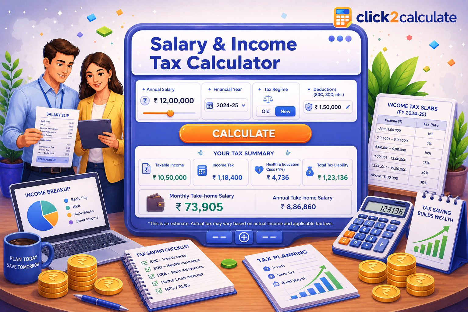 Read more about the article Salary & Income Tax Calculator – India (FY 2025-26) + Global Versions | Free Online Tool